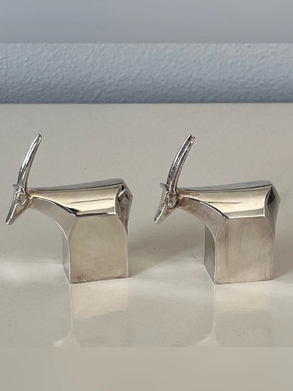 Dansk Designs Japan Safari Gazelle Silver plate Paperweights set of 2 vintage
